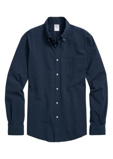 Brooks Brothers Solid Stretch Seersucker Button-Down Shirt