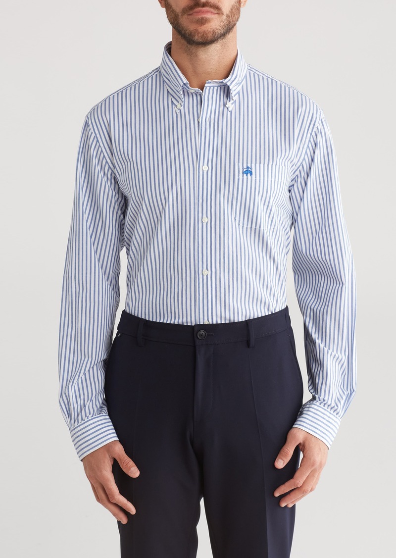 Brooks Brothers Stripe Cotton Poplin Button-Down Shirt in Bengal Blue at Nordstrom Rack