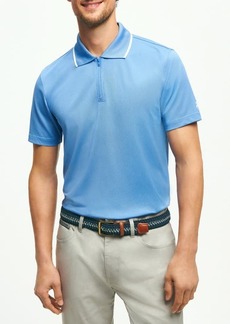 Brooks Brothers Tipped Piqué Performance Zip Golf Polo
