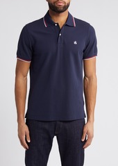 Brooks Brothers Tipped Zip Cotton Knit Piqué Polo in Navy Blazer at Nordstrom Rack