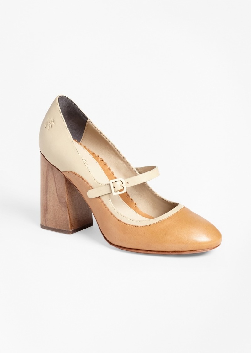 Brooks Brothers Leather Mary Jane Spectator Pumps