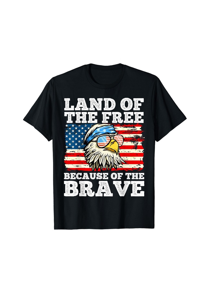Brooks Land Of The Free Because Of The Brave - Bald Eagle Head T-Shirt