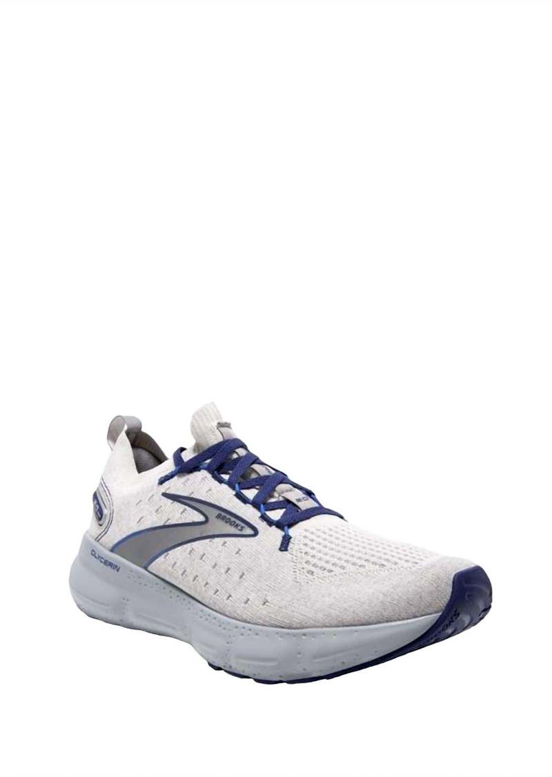 Brooks Men Glycerin 20 Stealthfit Running Shoes In Oyster/alloy/blue Depths