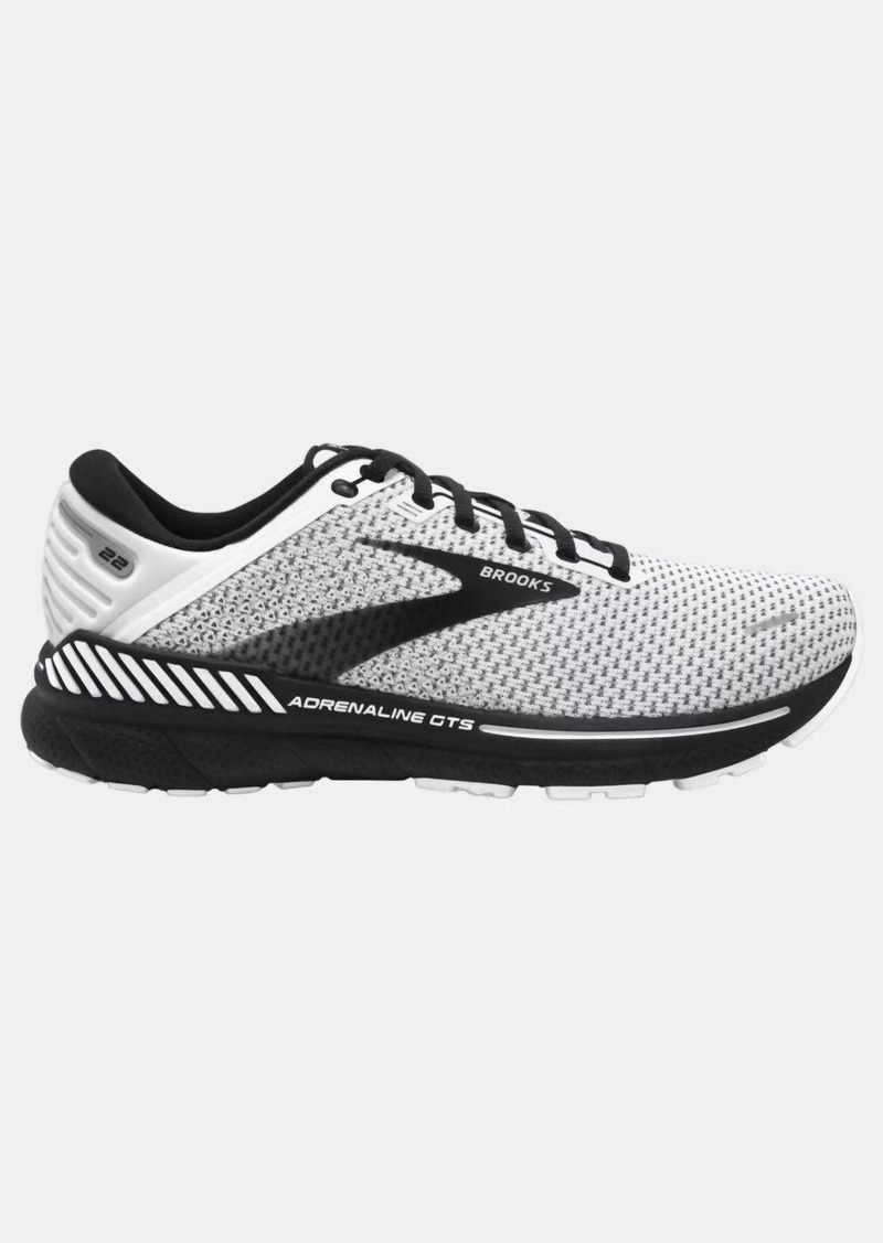Brooks Men's Adrenaline Gts 22 Running Shoes- 2E/wide Width In White/grey/black