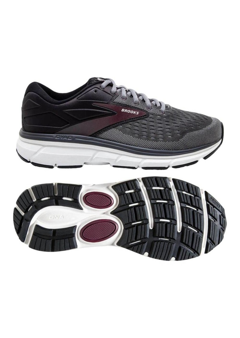 Brooks Men's Dyad 11 Running Shoes - 2E/wide Width In Blackened Pearl/alloy/red