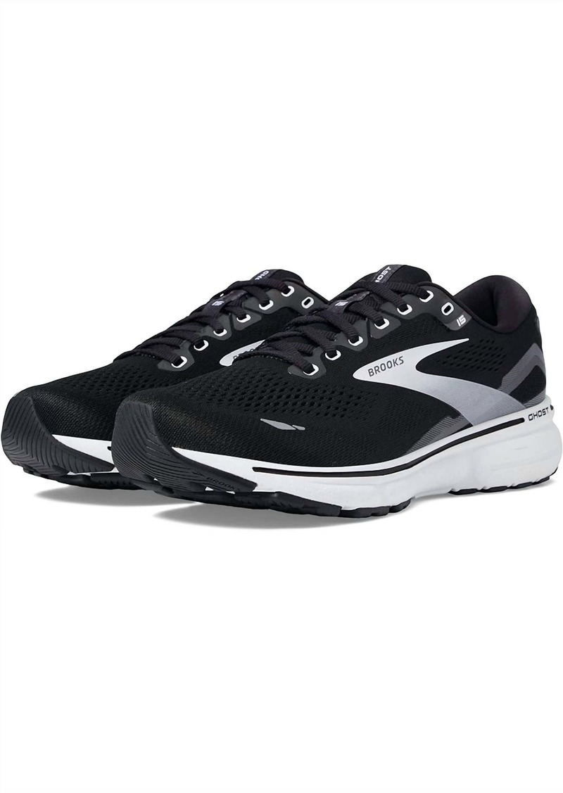 Brooks Men's Ghost 15 Running Shoes ( D Width ) In Black/blackened Pearl/white