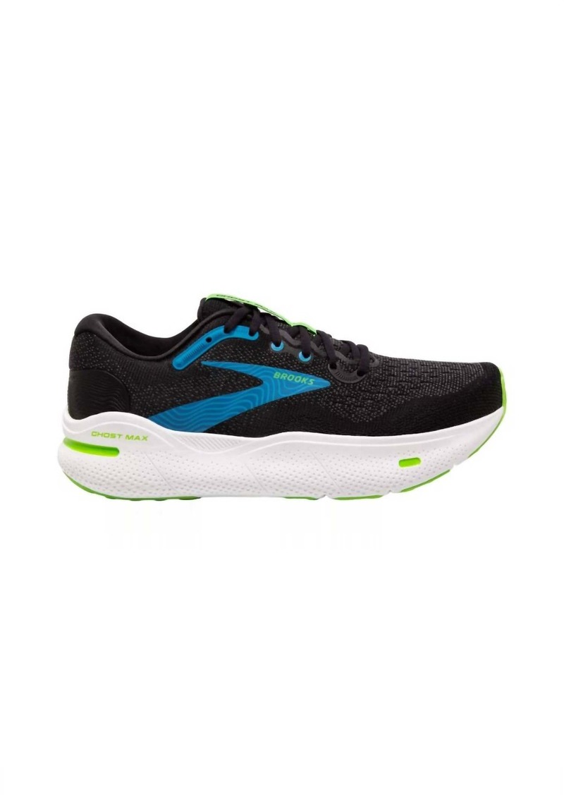 Brooks Men's Ghost Max Running Shoes In Black/atomic Blue/jasmine