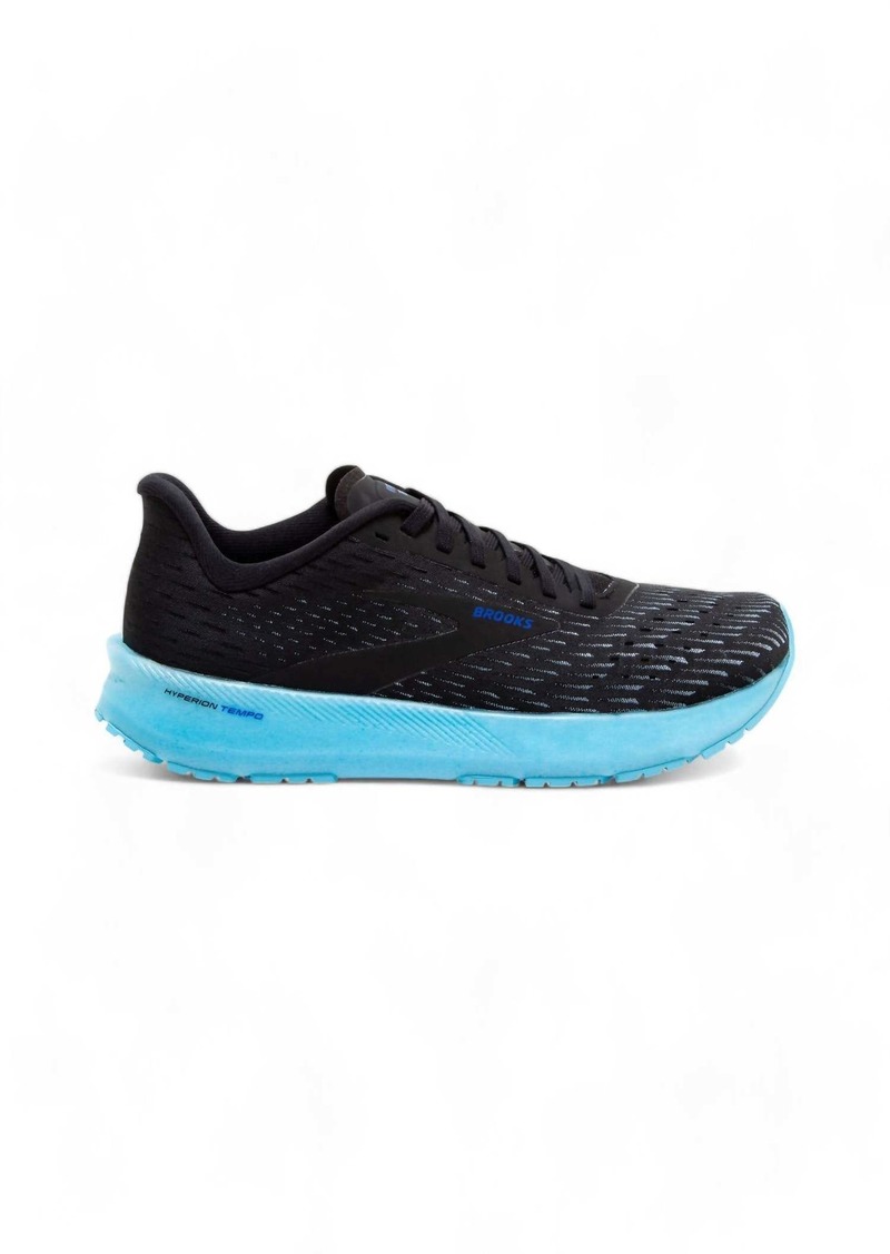 Brooks Men's Hyperion Tempo Road Running Shoes - Medium Width In Black/iced Aqua/blue