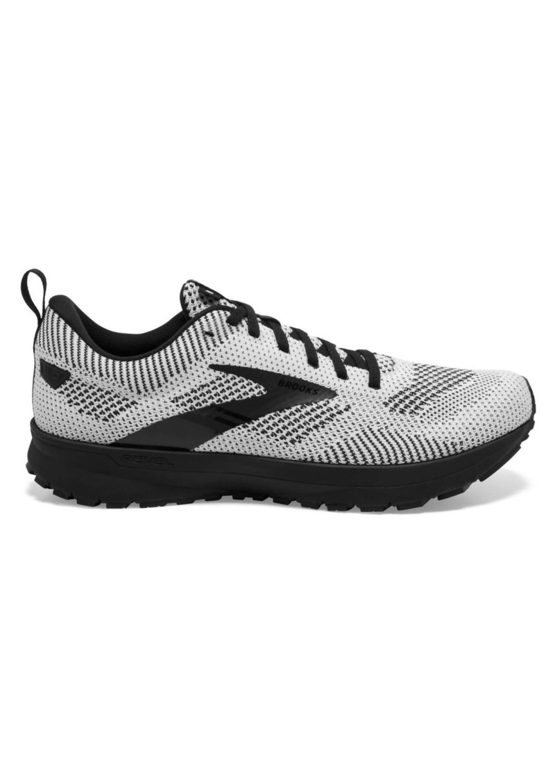 Brooks Men's Revel 5 Road Running Shoes - Medium Width In White/black