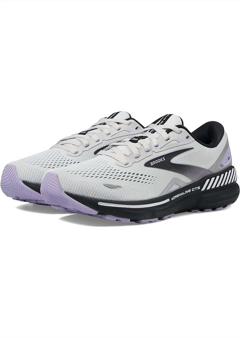 Brooks Women's Adrenaline Gts 23 Running Shoes ( B Width ) In Grey/black/purple