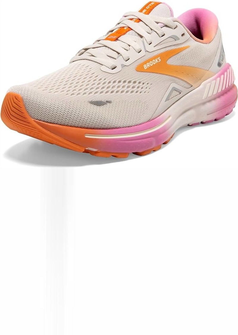 Brooks Women's Adrenaline Gts23 Medium In Sand/sunset/fuchia