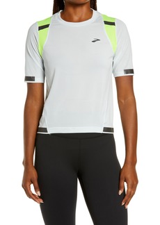 Brooks Carbonite Reflective Running T-Shirt in Icy Grey/Nightlife Jacquard at Nordstrom