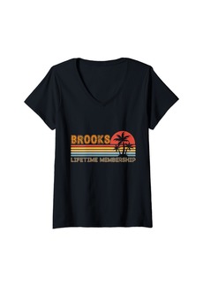 Womens Brooks Lifetime Membership Surname V-Neck T-Shirt