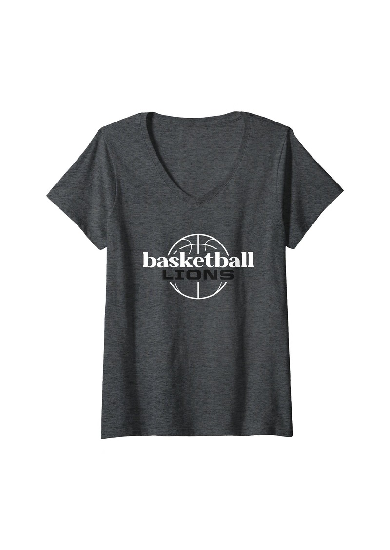 Womens Brooks Lions Basketball V-Neck T-Shirt