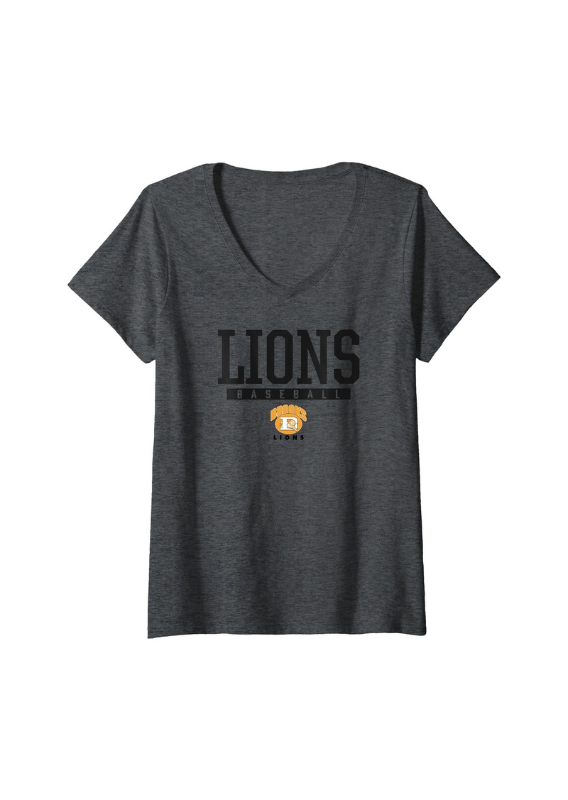 Womens Brooks Lions Logo Baseball HS V-Neck T-Shirt