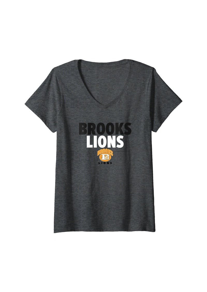 Womens Brooks Lions Logo Bold HS V-Neck T-Shirt