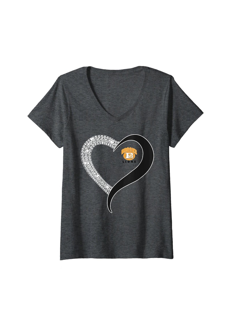 Womens Brooks Lions Logo Diamond Heart HS V-Neck T-Shirt