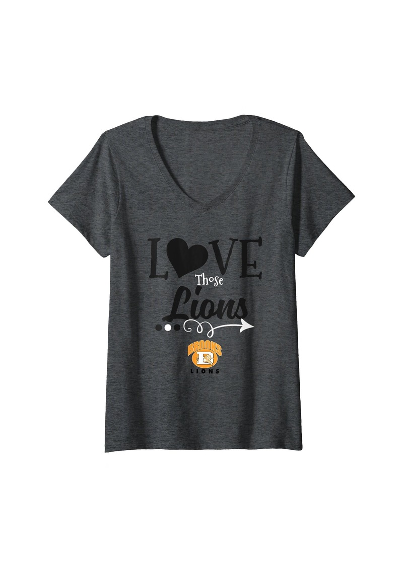 Womens Brooks Lions Logo Love Those HS V-Neck T-Shirt