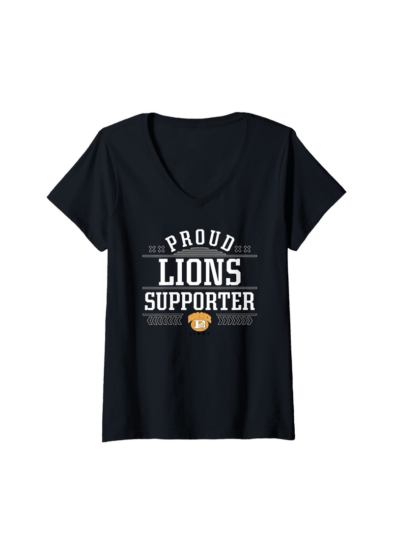 Womens Brooks Lions Logo Proud Supporter HS V-Neck T-Shirt