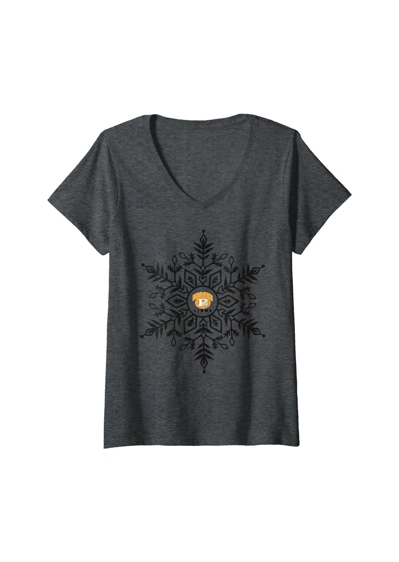 Womens Brooks Lions Logo Snowflake HS V-Neck T-Shirt