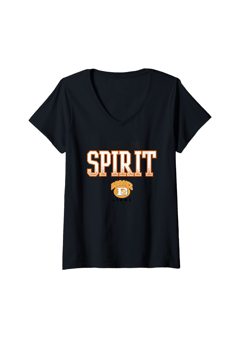 Womens Brooks Lions Logo Spirit HS V-Neck T-Shirt