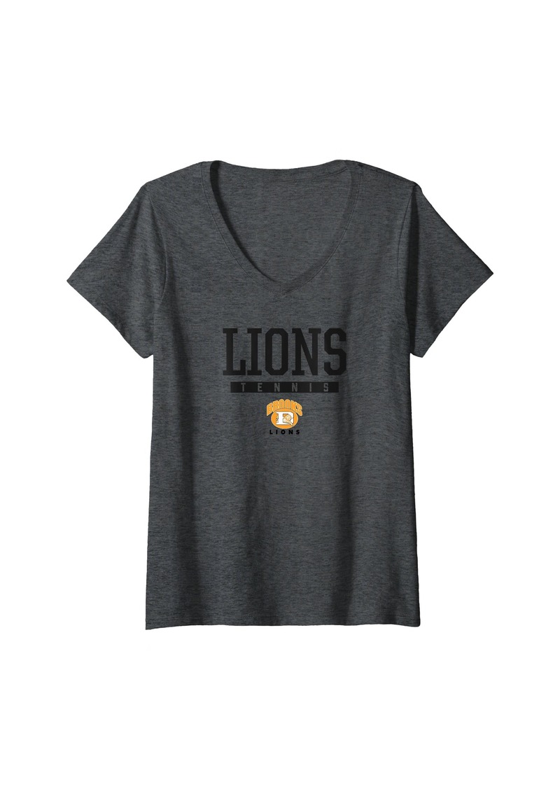 Womens Brooks Lions Logo Tennis HS V-Neck T-Shirt