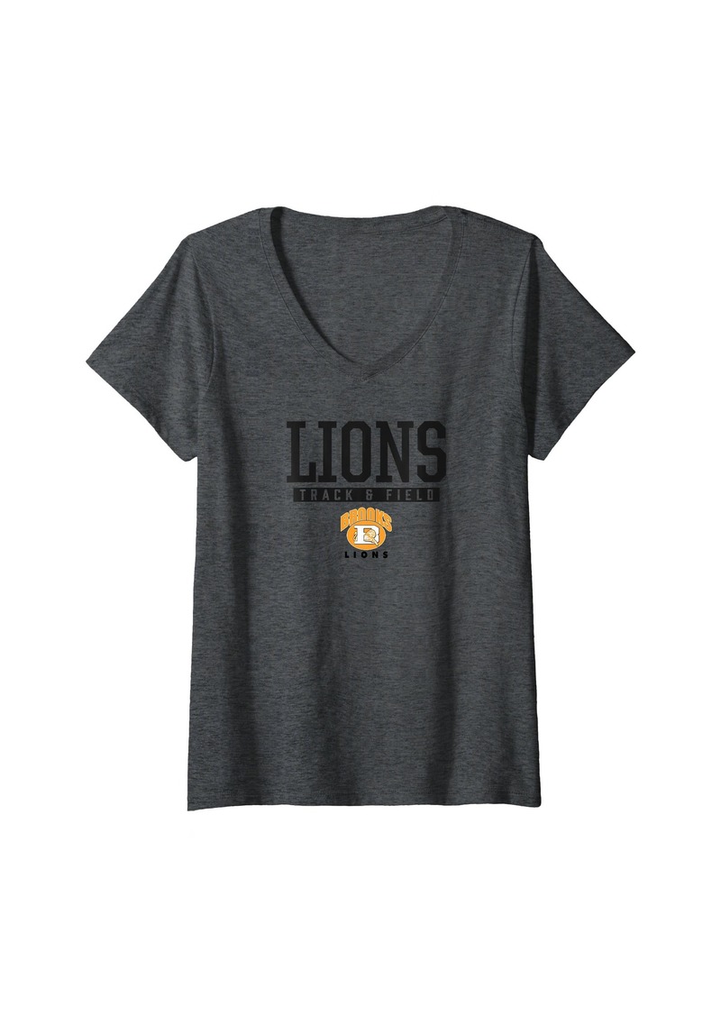 Womens Brooks Lions Logo Track & Field HS V-Neck T-Shirt