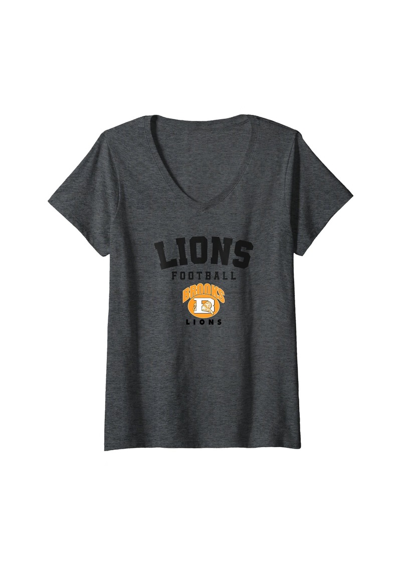 Womens Brooks Lions Logo Vertical Arch Football HS V-Neck T-Shirt