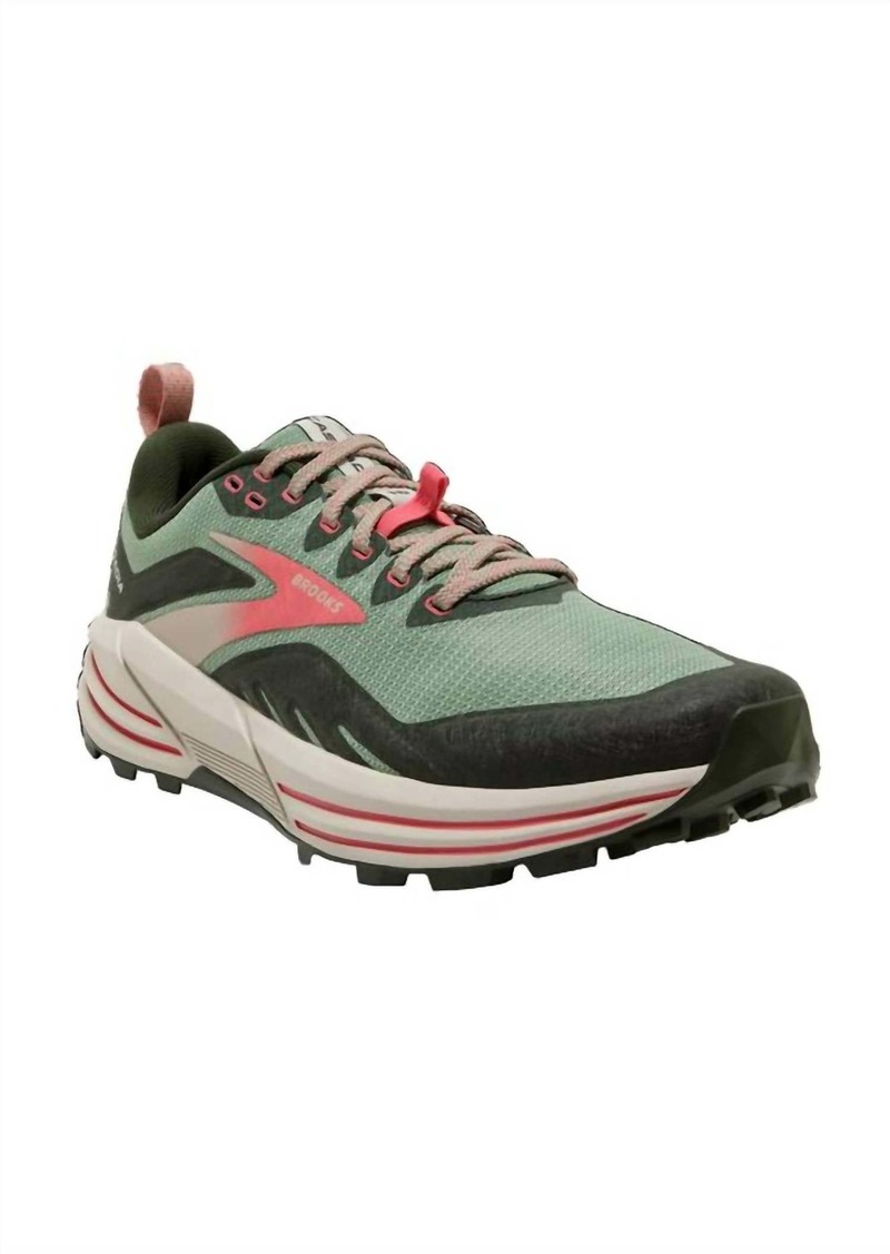 Brooks Women's Cascadia 16 Trail Running Shoes - Medium In Basil/duffel Bag/coral