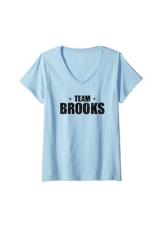Womens Funny Brooks Vacation Family Lastname Christmas Support V-Neck T-Shirt