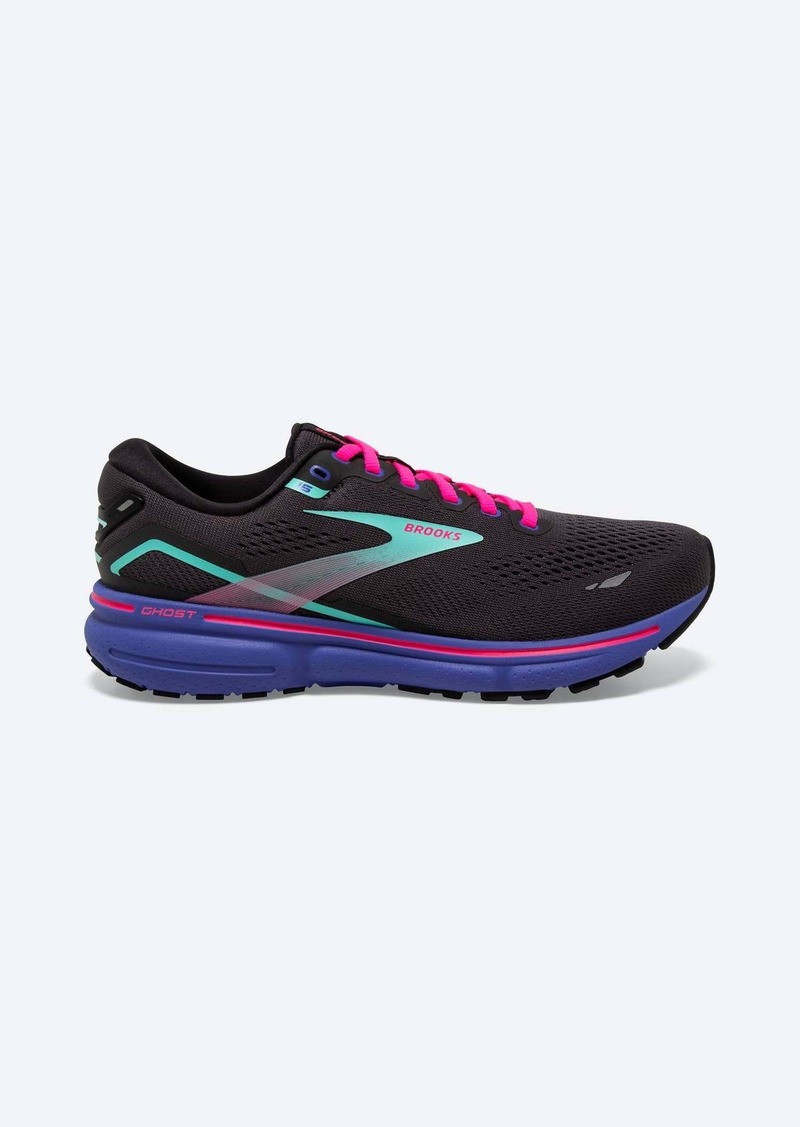 Brooks Women's Ghost 15 Running Shoes - B/medium Width In Black/blue/aruba