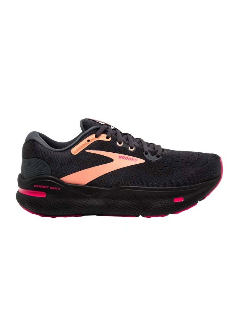 Brooks Women's Ghost Max Running Shoes In Black/papaya/raspberry