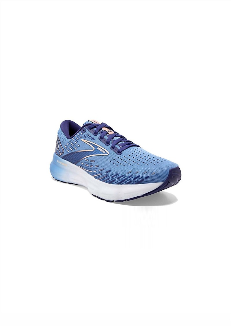 Brooks Women's Glycerin 20 Running Shoe In Blissful Blue/peach/white