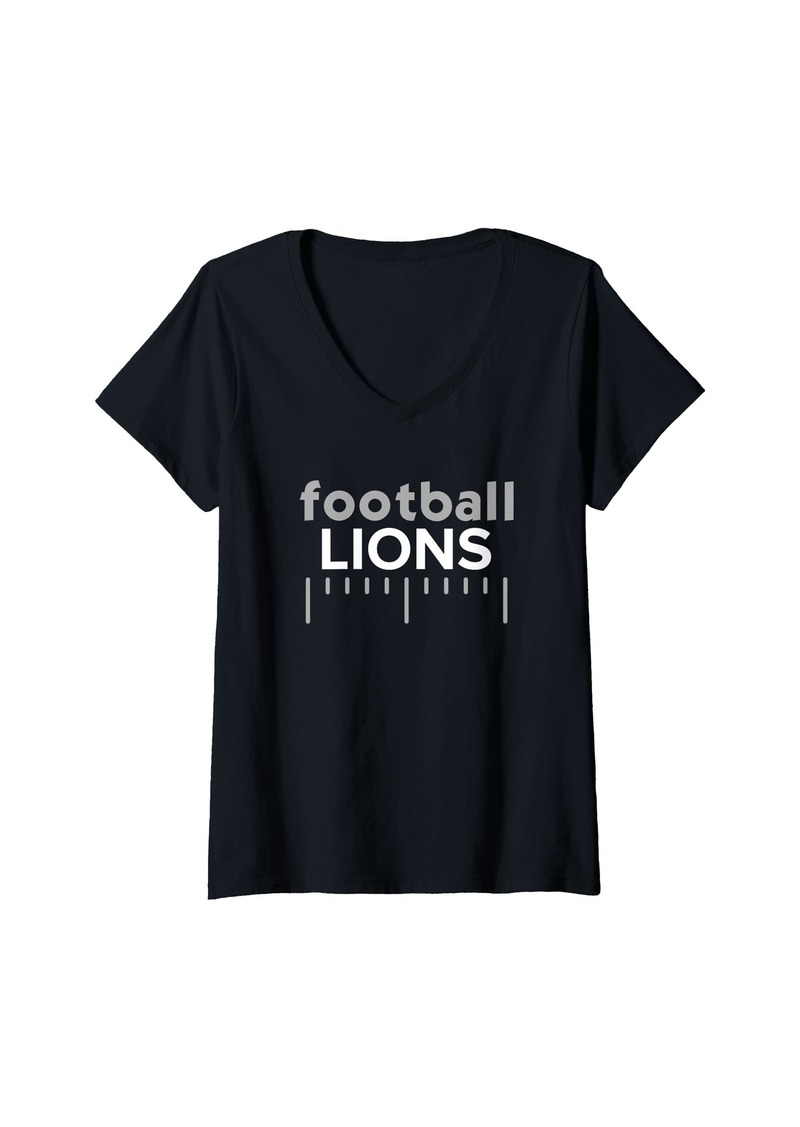 Womens Lions Brooks Football Lines HS V-Neck T-Shirt