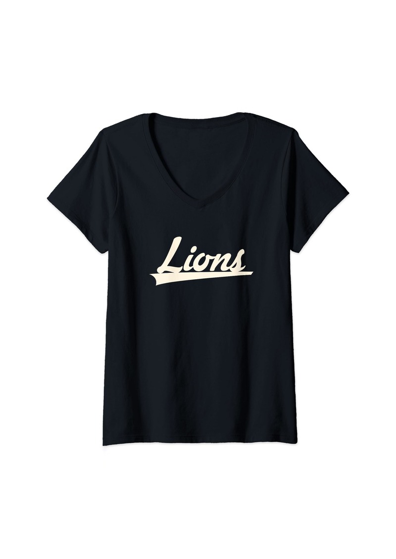 Womens Lions Vintage Swoosh Brooks V-Neck T-Shirt