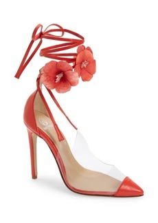 Brother Vellies de Fleur Ankle Tie Pointed Toe Pump in Red at Nordstrom