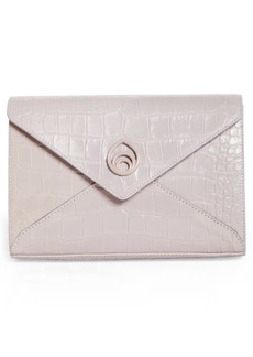 Brother Vellies Love Letter Croc Embossed Leather Clutch in Lavender at Nordstrom
