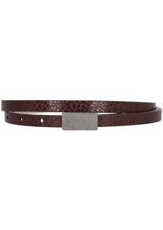 Brunello Cucinelli 1cm Embellished Shiny Leather Belt