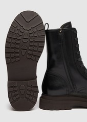 Brunello Cucinelli 30mm Leather & Crystal Combat Boots