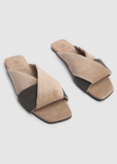 Brunello Cucinelli 5mm Suede Slide Sandals