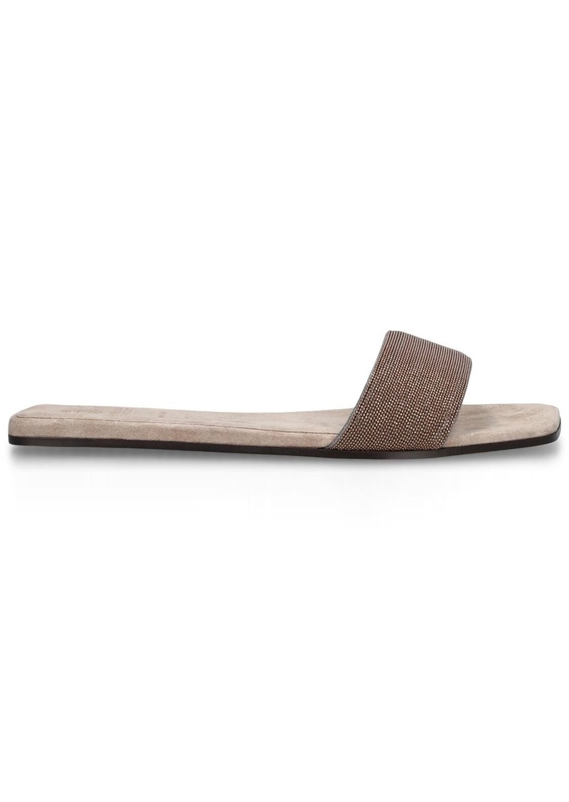 Brunello Cucinelli 5mm Suede Slide Sandals