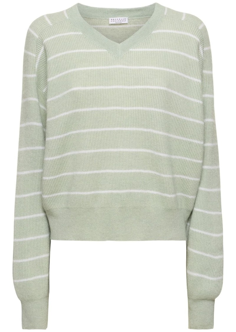 Brunello Cucinelli Alpaca & Cotton V-neck Sweater