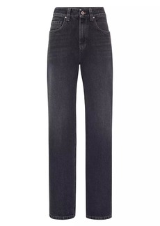 Brunello Cucinelli Authentic Denim Loose Jeans With Shiny Tab