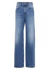 Brunello Cucinelli Authentic Denim Loose Jeans with Shiny Tab