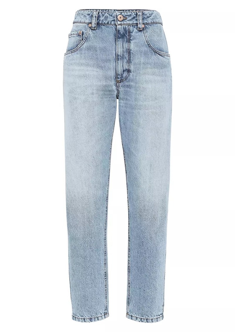 Brunello Cucinelli Authentic Denim Straight Jeans with Shiny Bartack