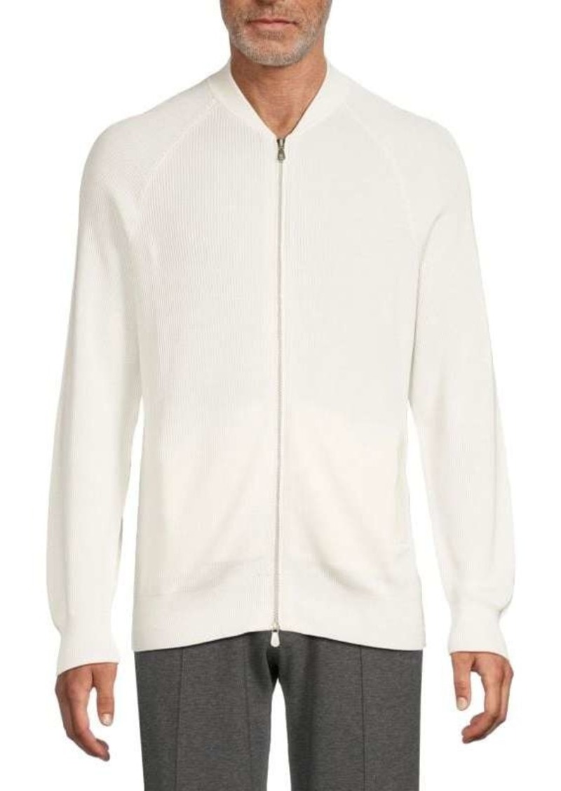 Brunello Cucinelli Baseball Collar Raglan Sleeve Zip Cardigan