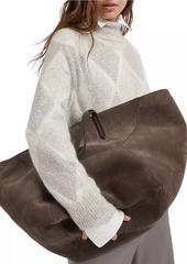 Brunello Cucinelli Duo Large Bag in Suede with Monili