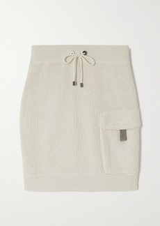 Brunello Cucinelli Bead-embellished Ribbed Cotton Mini Skirt
