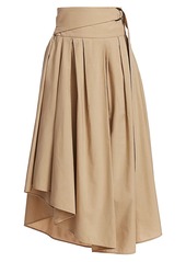Brunello Cucinelli Belted Asymmetric Poplin Midi Skirt