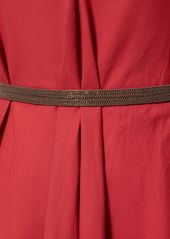 Brunello Cucinelli Belted Cotton Poplin Midi Dress